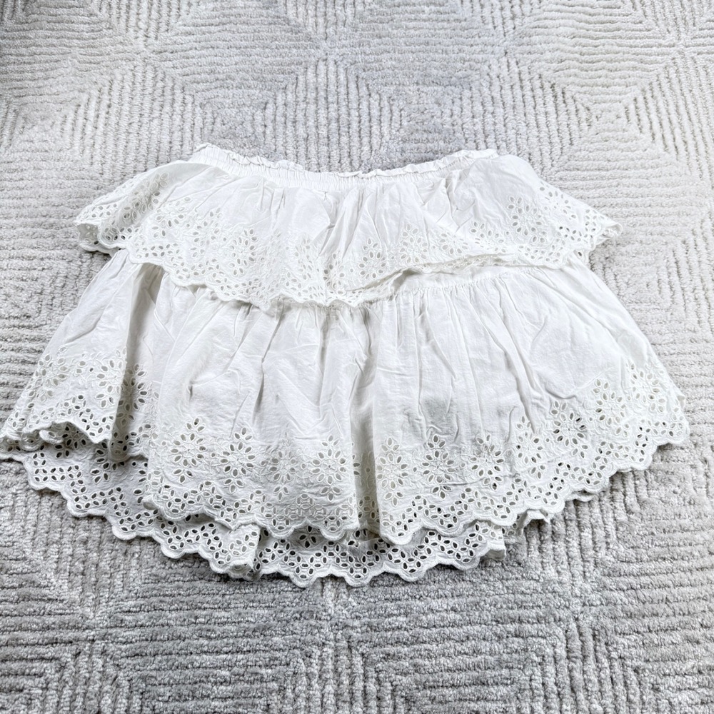 Gap Eyelet Mini Skirt Women's Large White Boho Coastal Prairie Cottagecore Beach